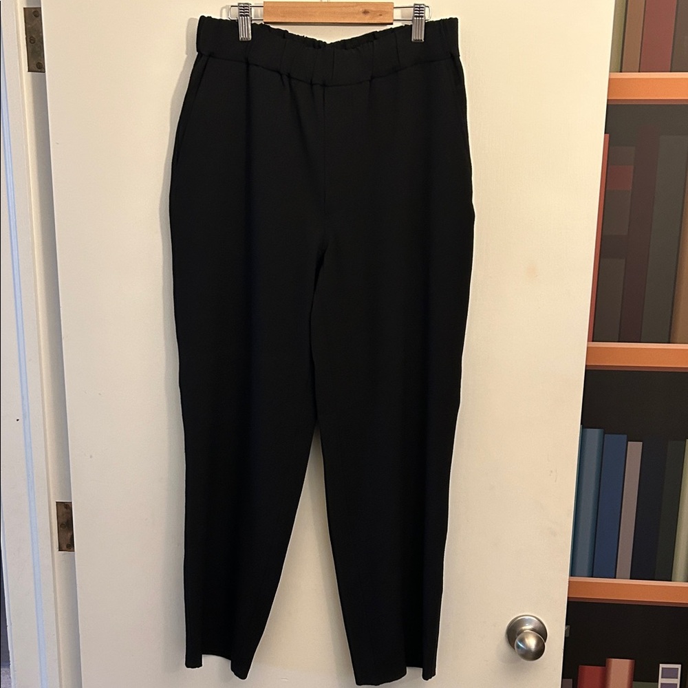 Ganni Black Elastic-Waist Tailored Trousers